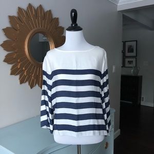H&M striped 3/4 sleeve blue and white top blouse